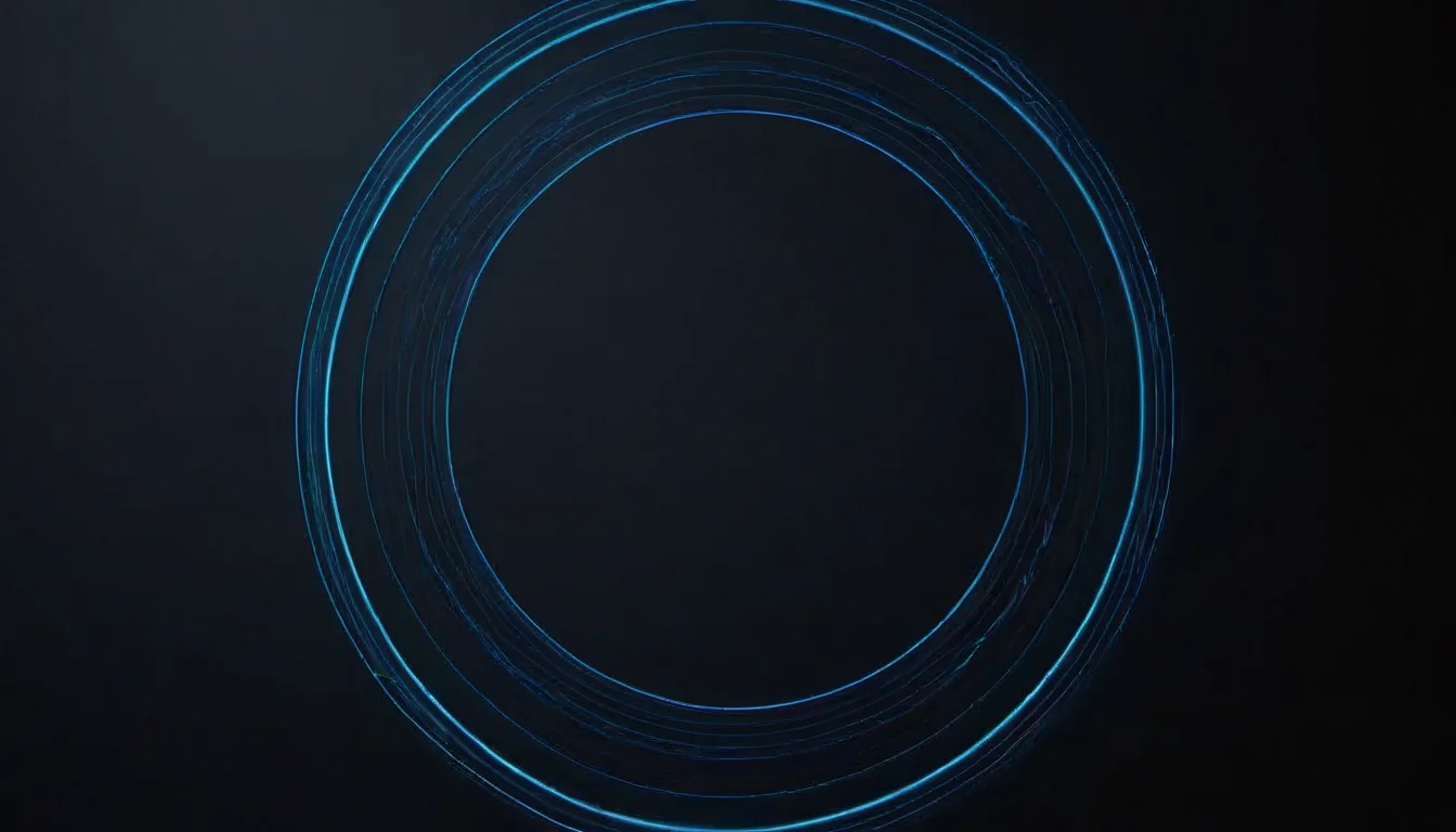 Abstract paired rings illustration in aqua-cyan on dark navy — decorative header for Redundancy Over Precision