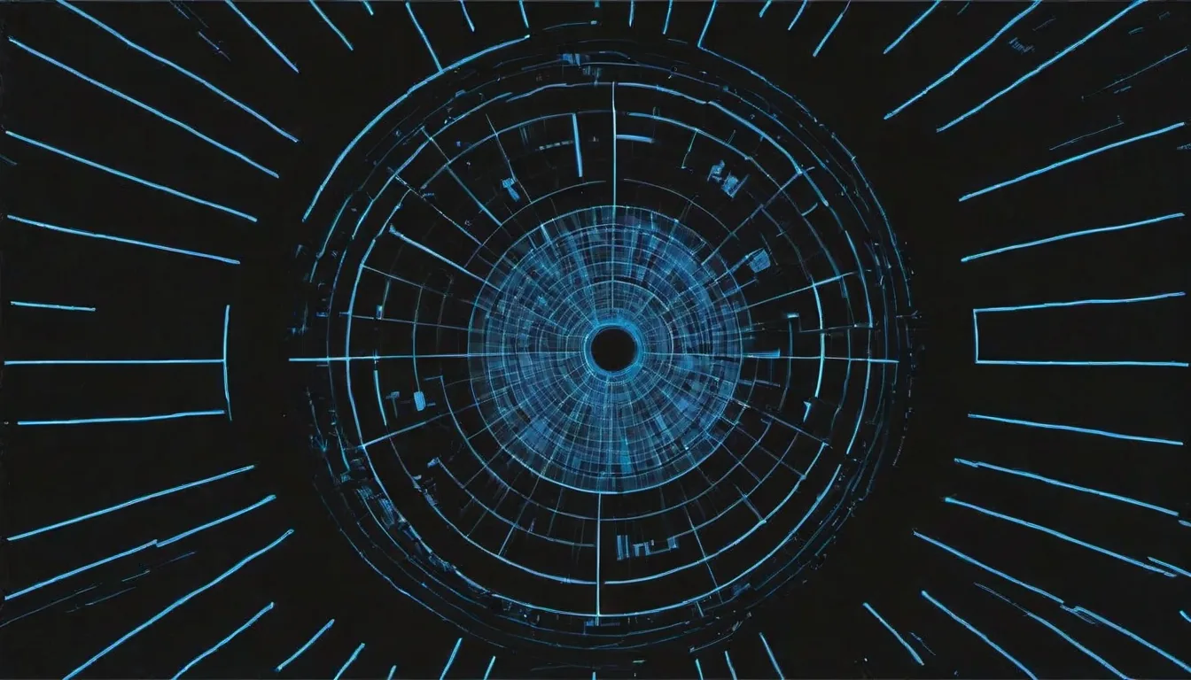 Abstract twenty-four hour ring illustration in aqua-cyan on dark navy — decorative header for Aquarium Lighting Timers ' Controllers